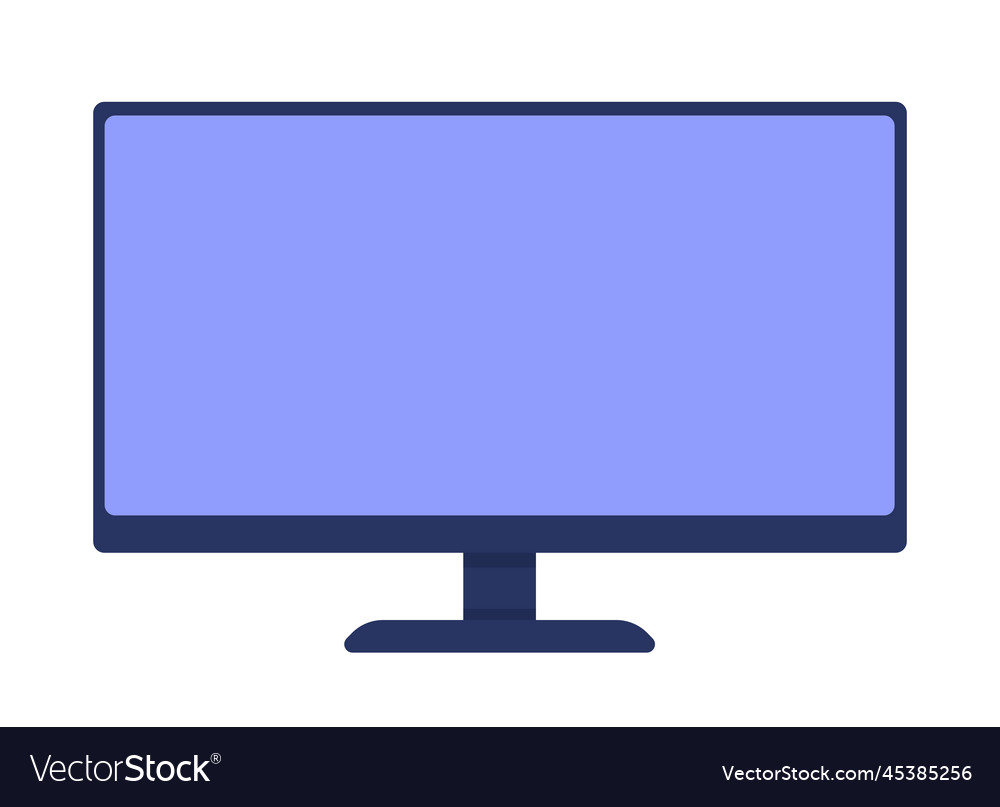 Computer monitor semi flat color element vector image Computer monitor semi flat color element