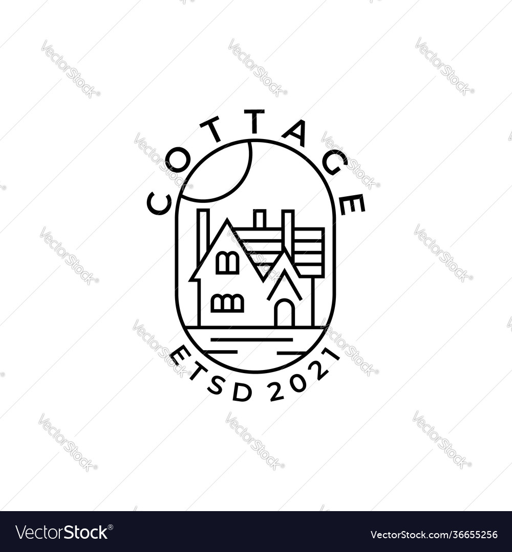 Cottage Line Kunst Emblem einfaches Icon Logo Vorlage