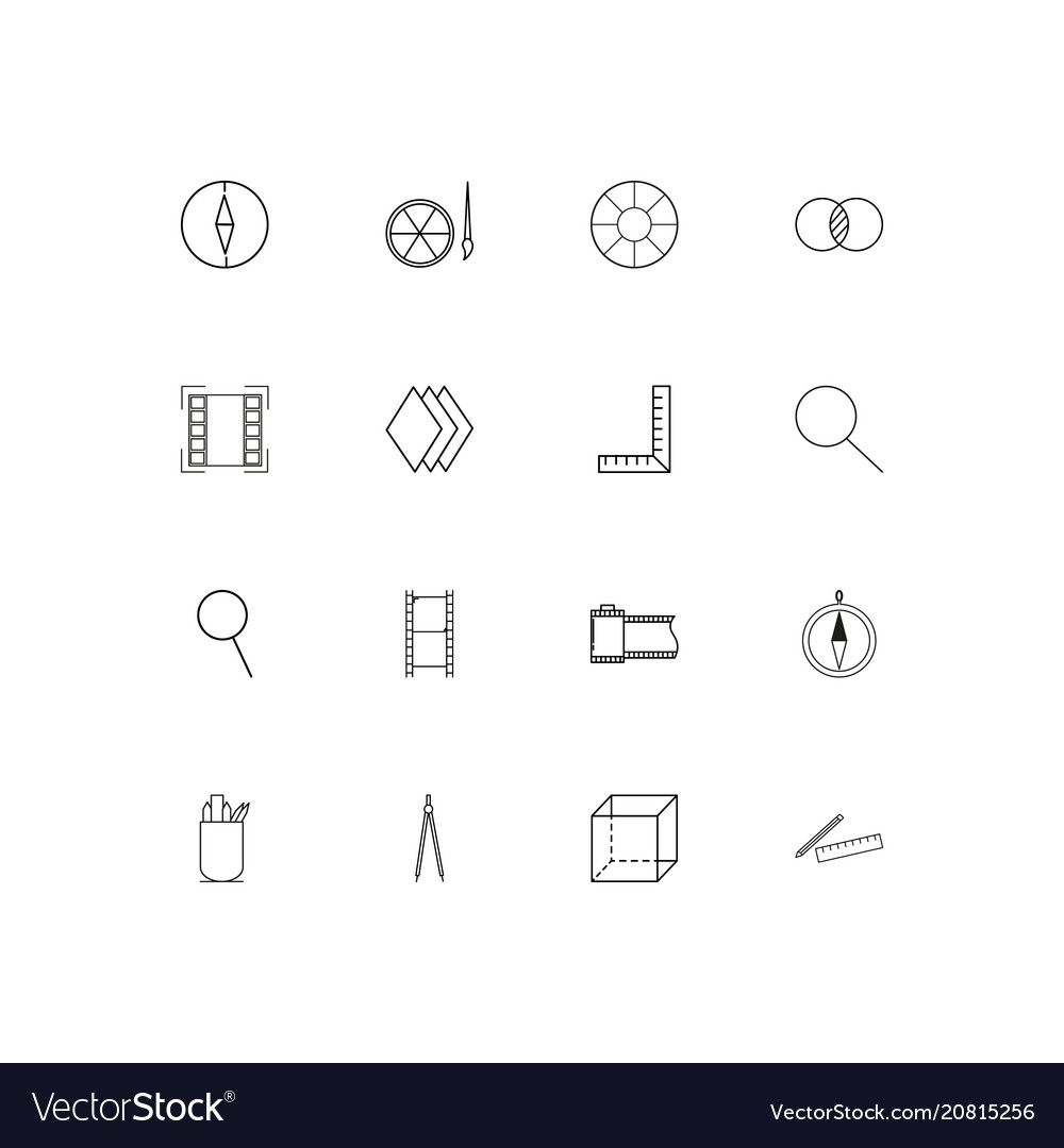 Creative process and design linear thin icons set
