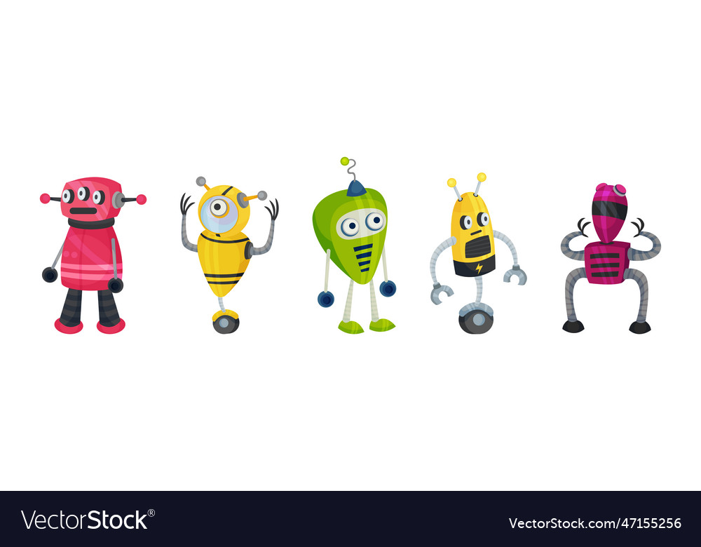 Cute little robot with metal parts set