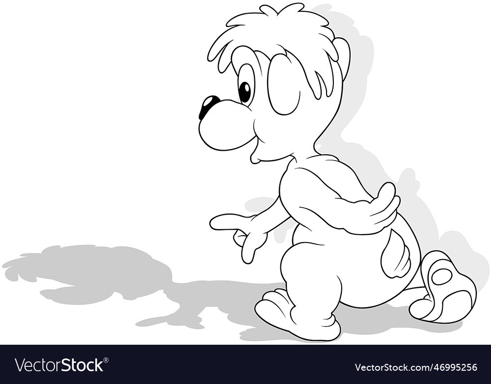 Drawing of a cute teddy bear leaving Royalty Free Vector