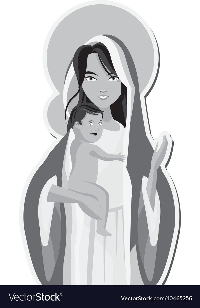 Holy mary holding baby jesus icon Royalty Free Vector Image