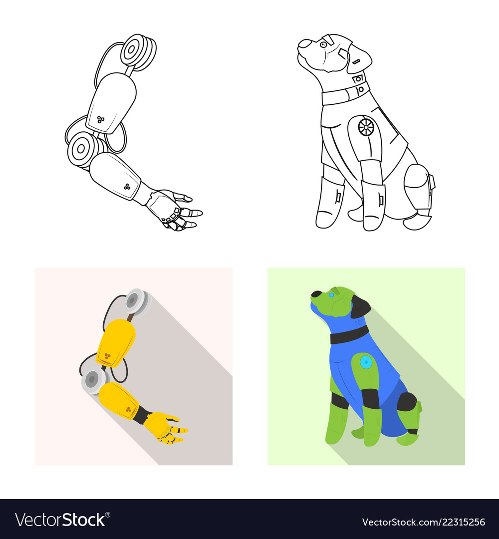 Isolated object of robot and factory logo vector image Isolated object of robot and factory logo