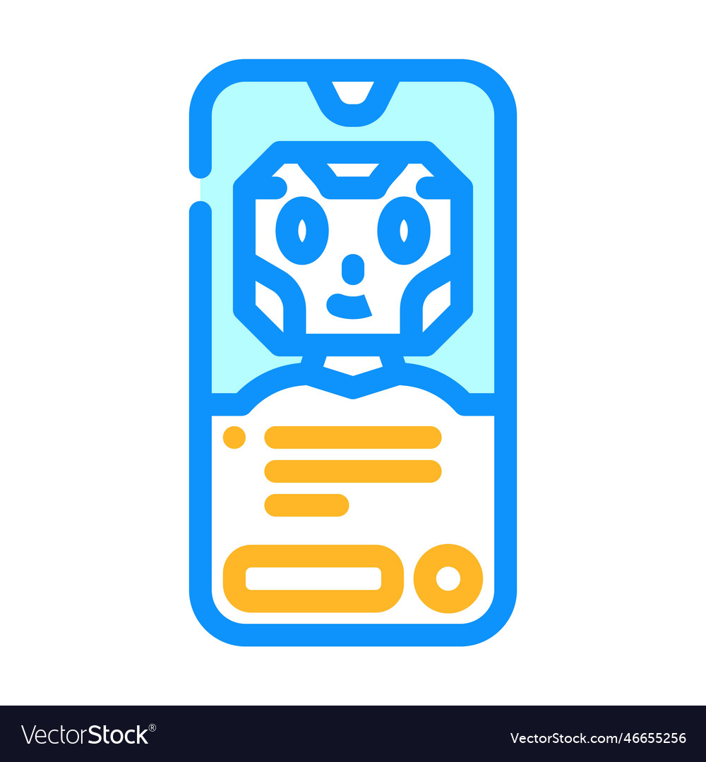 Mobile chat bot color icon vector image Mobile chat bot color icon