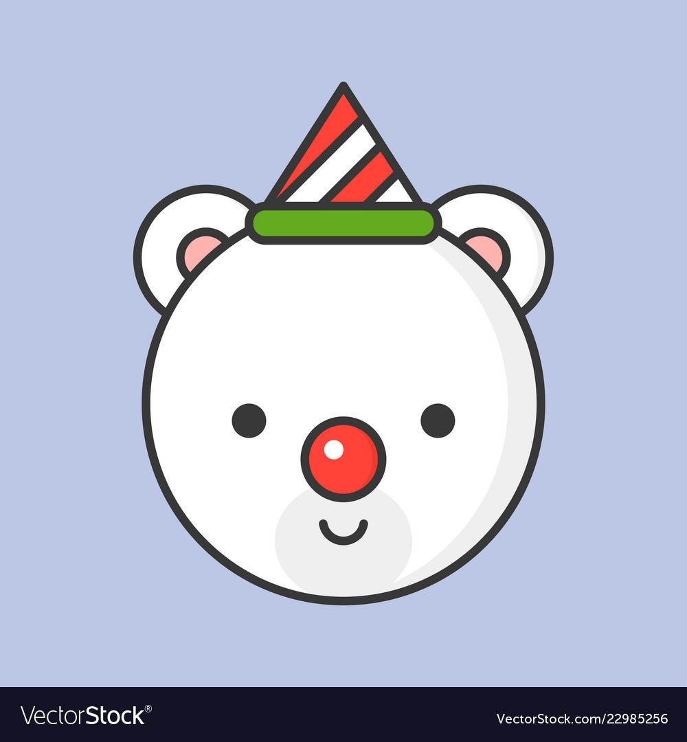 Polar bear head editable outline icon winter