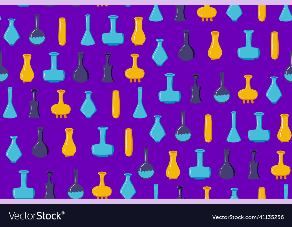 Seamless pattern of empty magic flasks various
