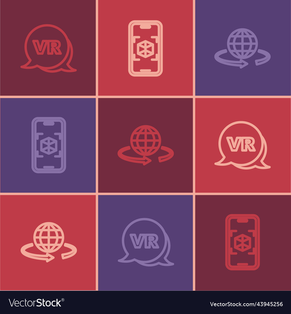 Set line virtual reality 3d modeling and icon vector image Set line virtual reality 3d modeling and icon