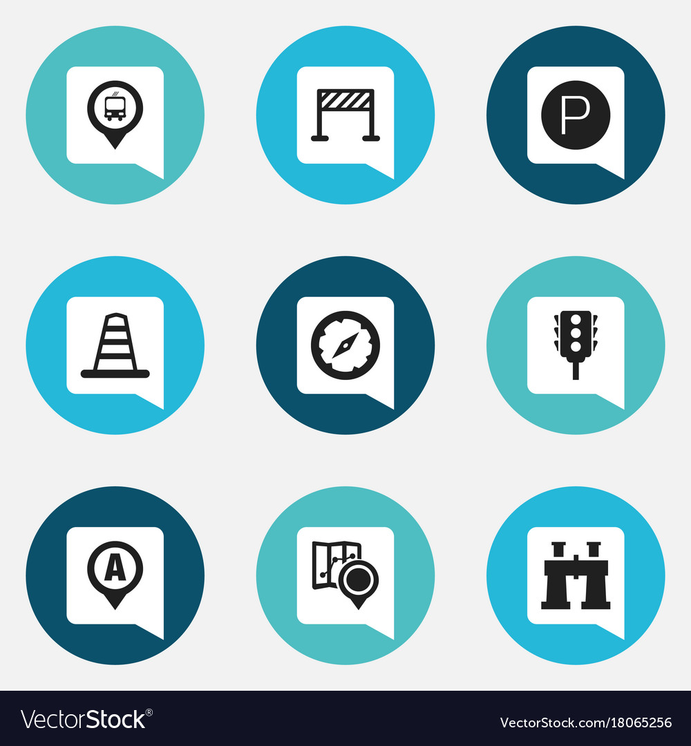 Set of 9 editable navigation icons includes