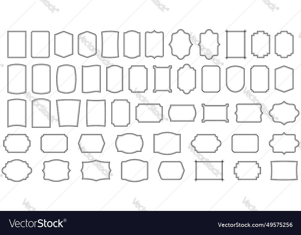 Set of simple line frames with double stroke Vector Image