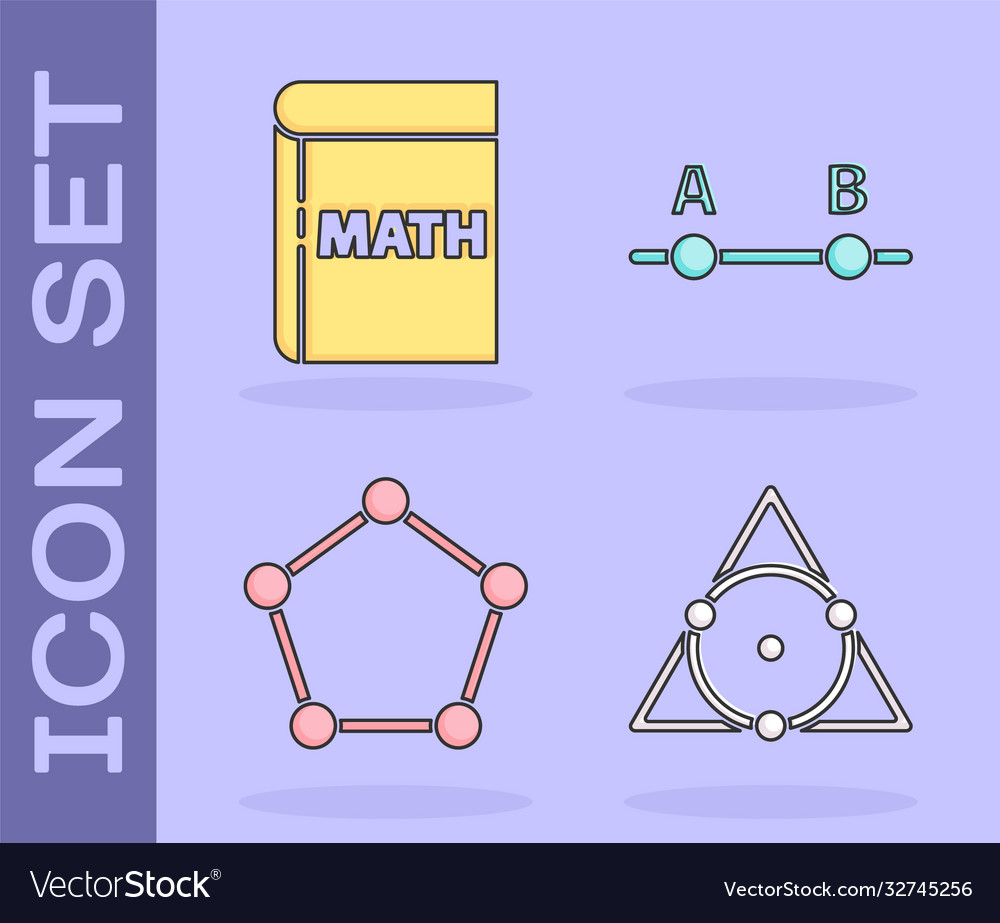 Set triangle math book with word mathematics vector image Set triangle math book with word mathematics