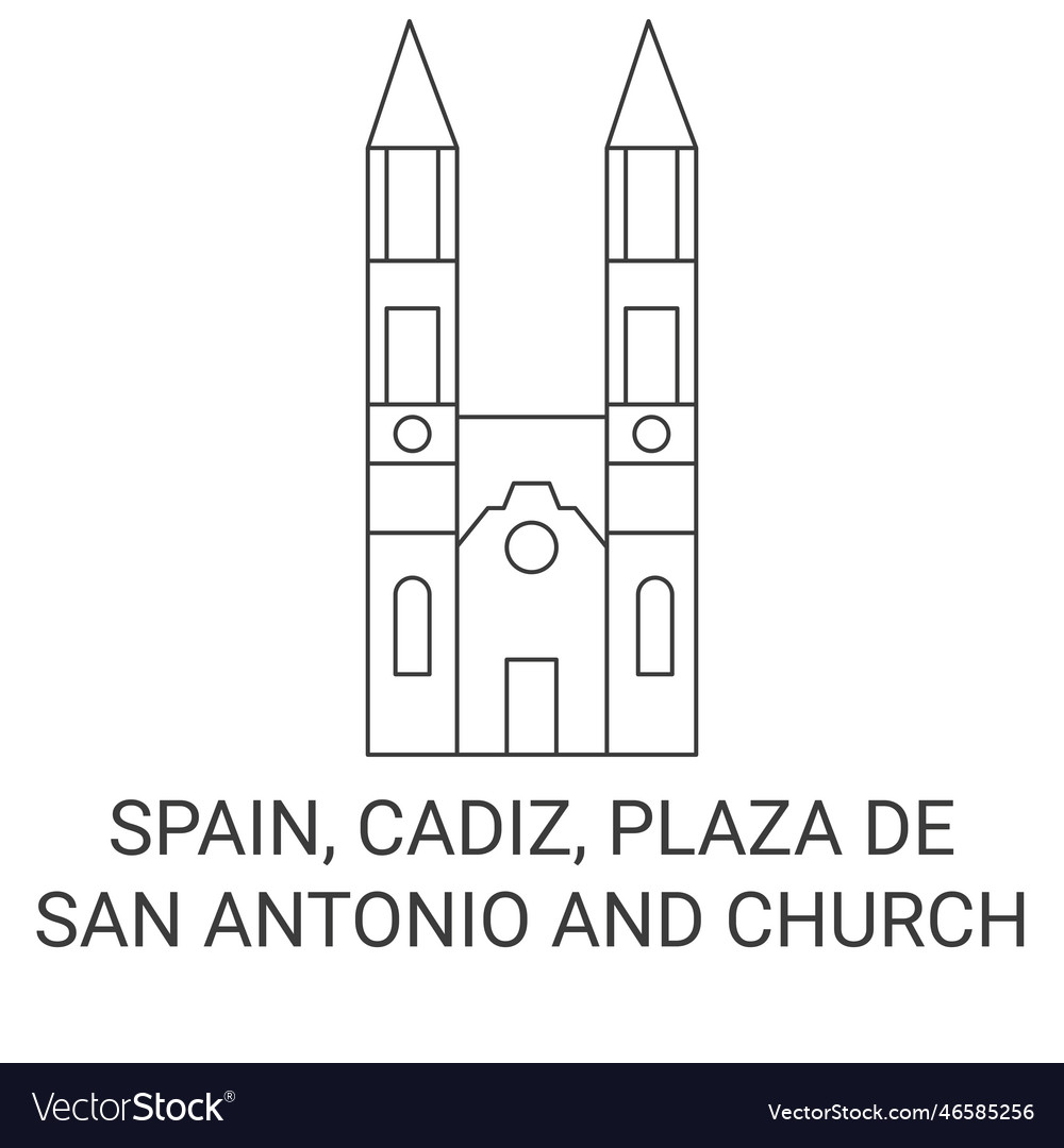 Spain cadiz plaza de san antonio and church Vector Image