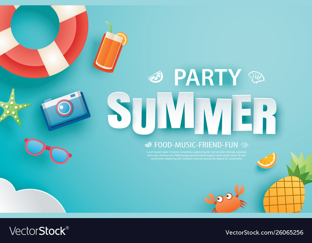 Summer party invitation banner with decoration Vector Image