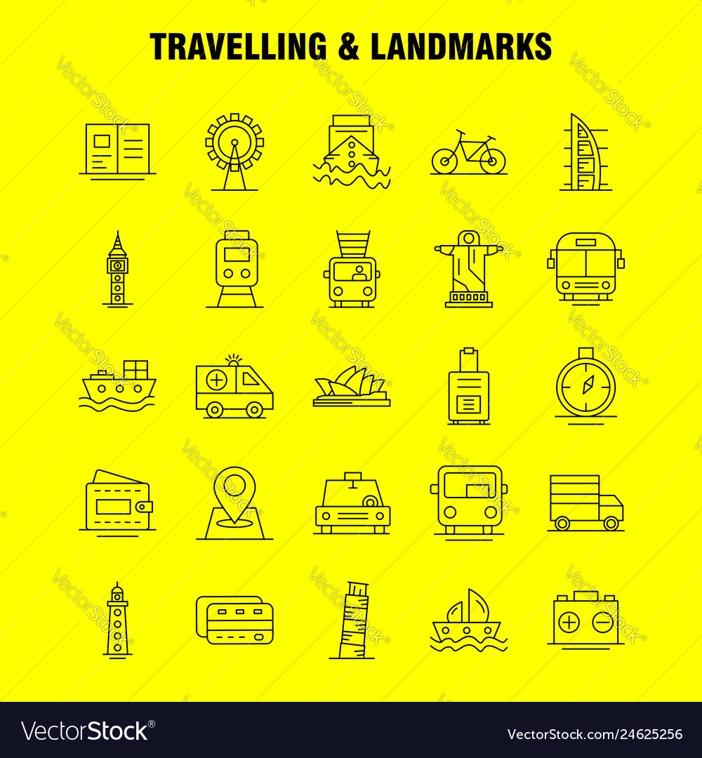 Travelling and landmarks line icon for web print vector image Travelling and landmarks line icon for web print