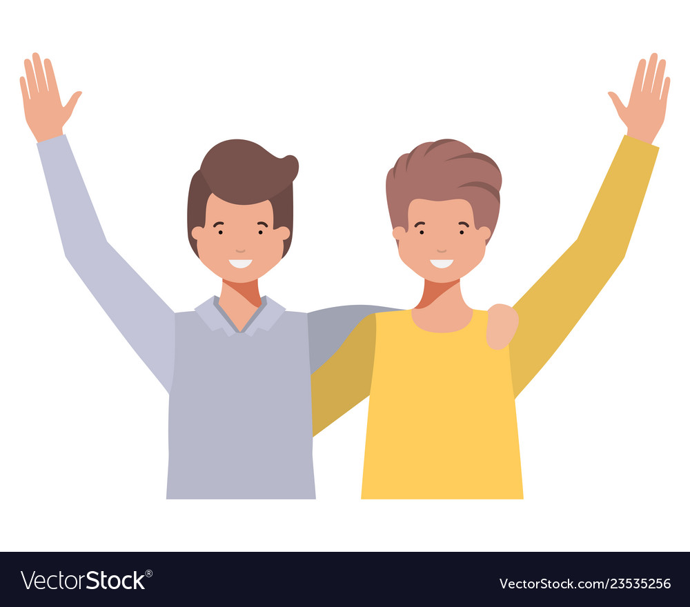 Young men with hands up avatar character Vector Image