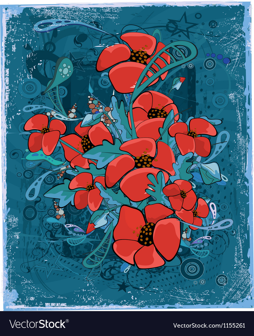 Abstract background with poppies