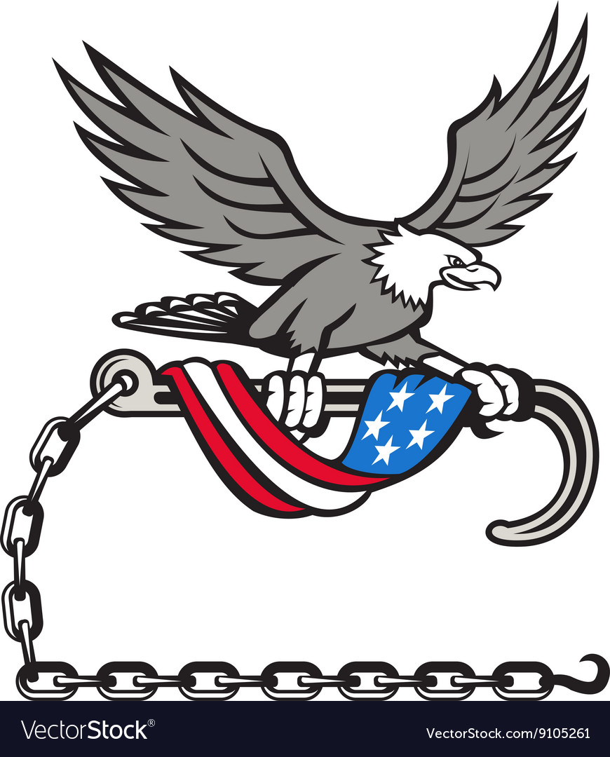 American eagle clutching towing j hook flag drape Vector Image