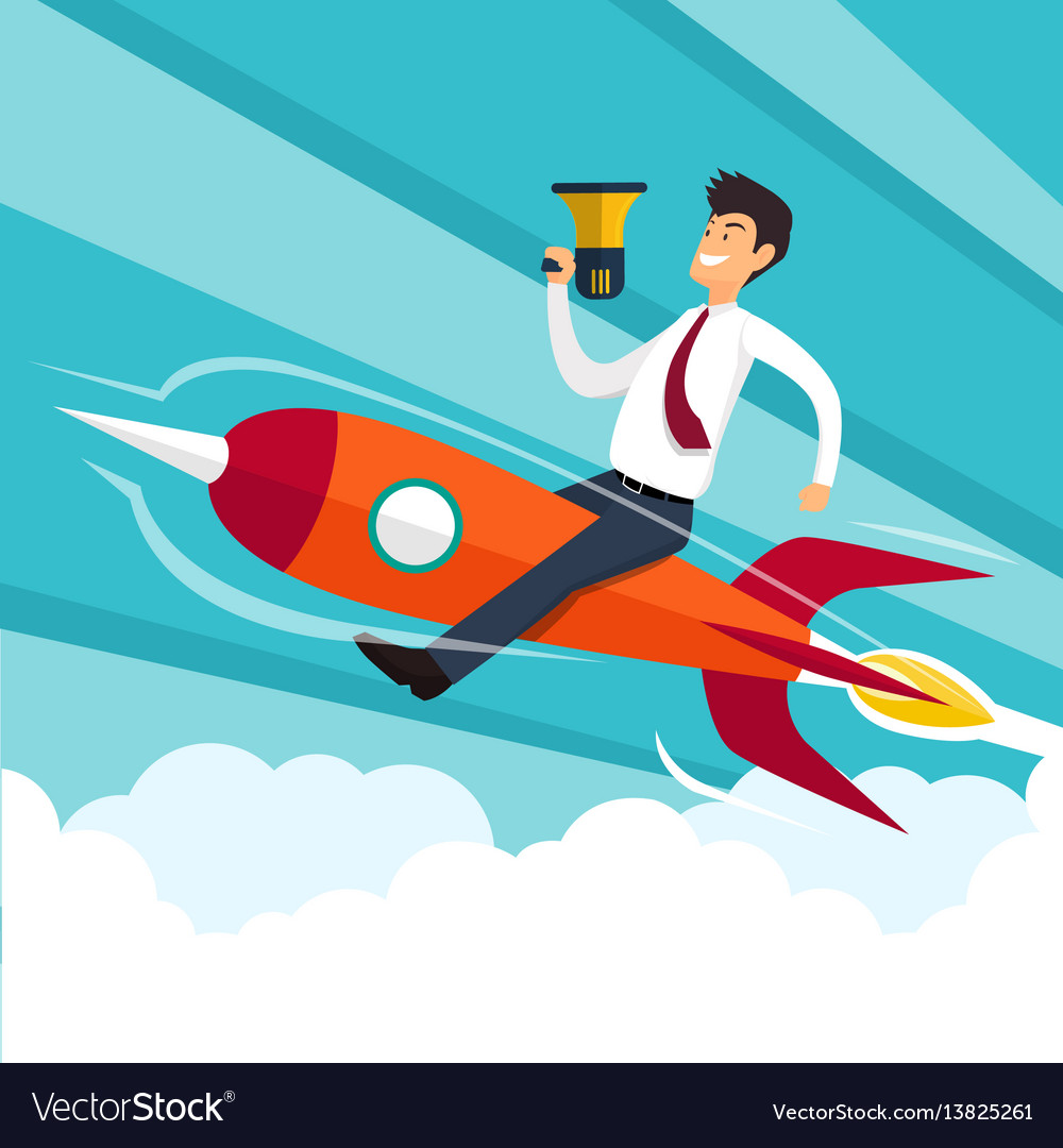 Businessman sitting on a rocket Royalty Free Vector Image