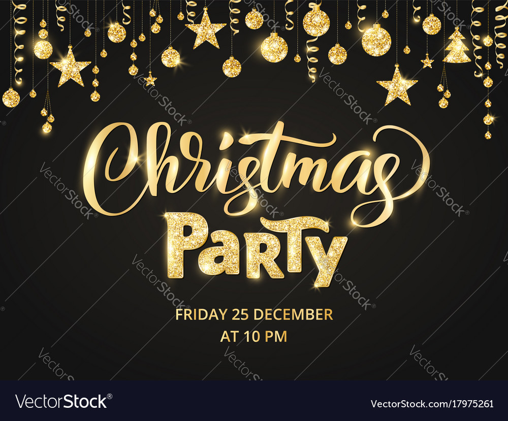 Christmas party poster template hand written Vector Image