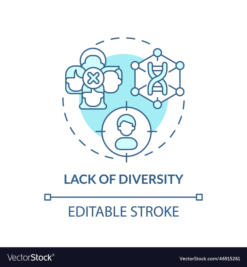 Lack of diversity turquoise concept icon Vector Image