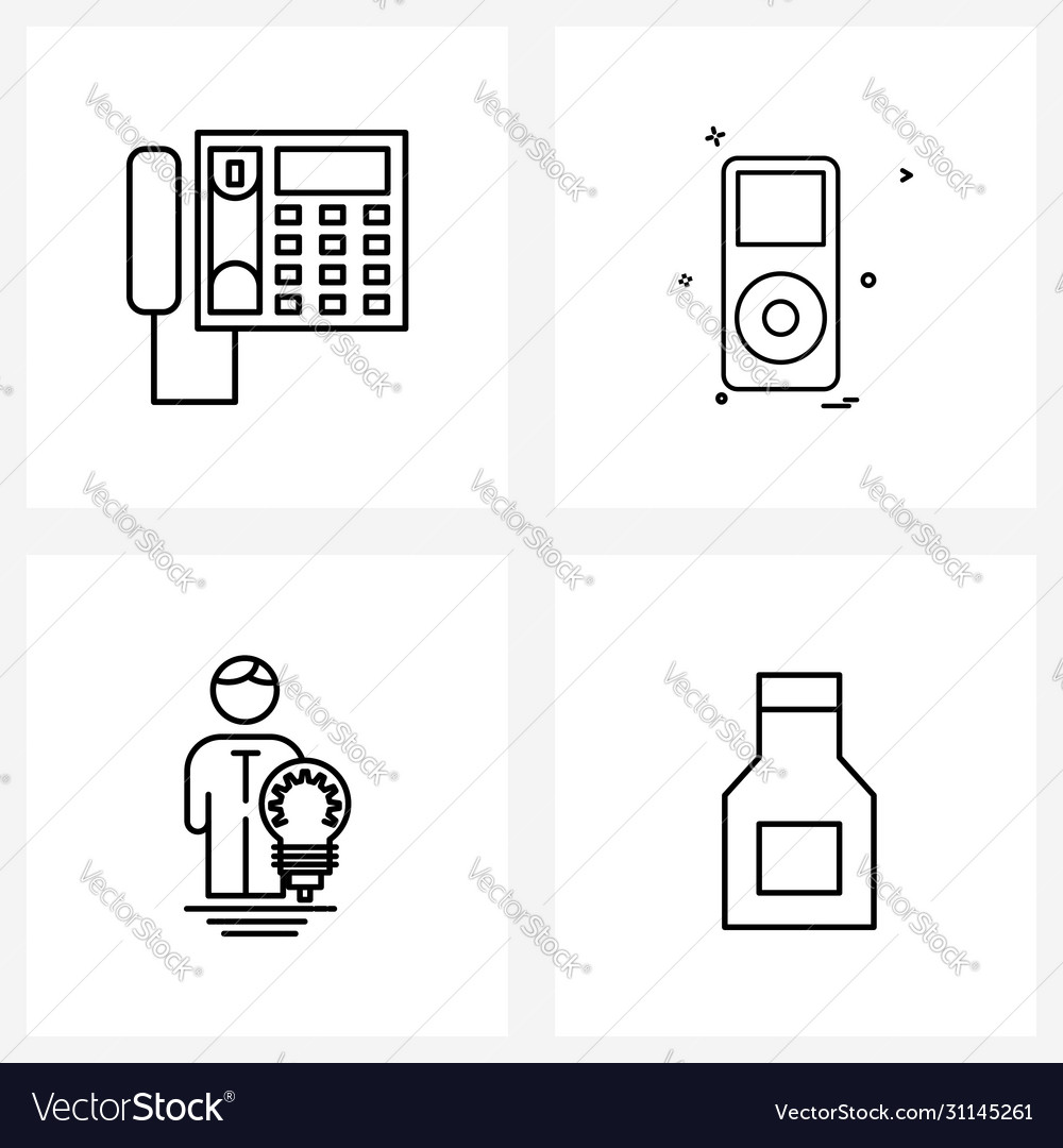 Modern style set 4 line pictograph grid based