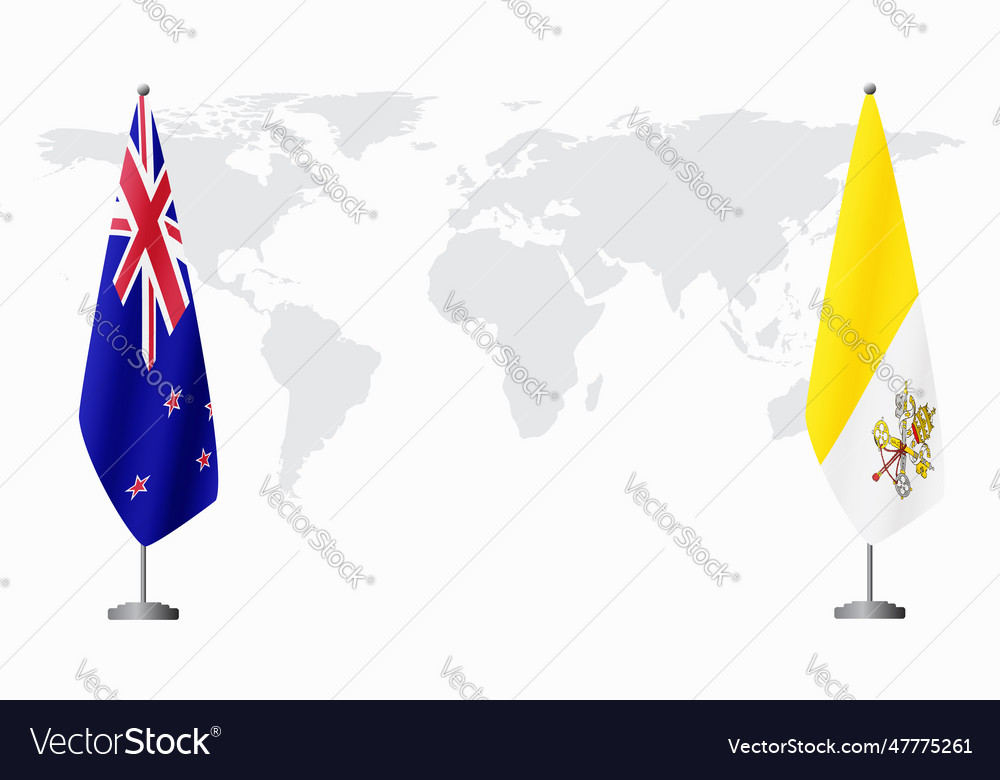 New zealand and vatican flags for official meeting