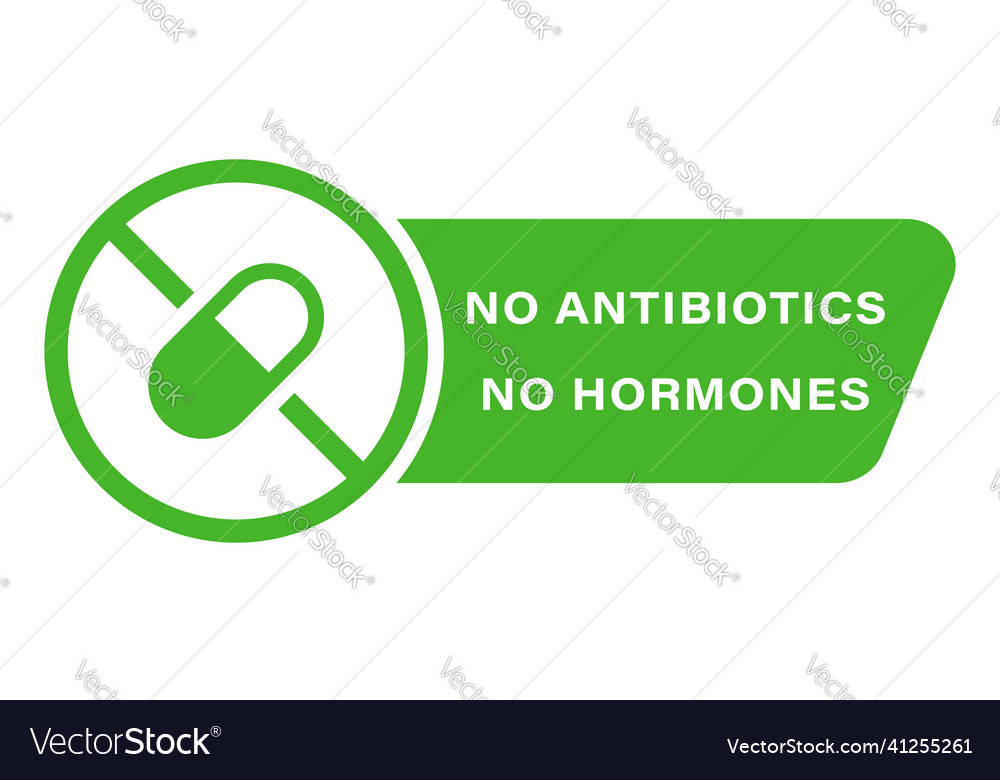 Non added antibiotic hormone icon food without vector image Non added antibiotic hormone icon food without