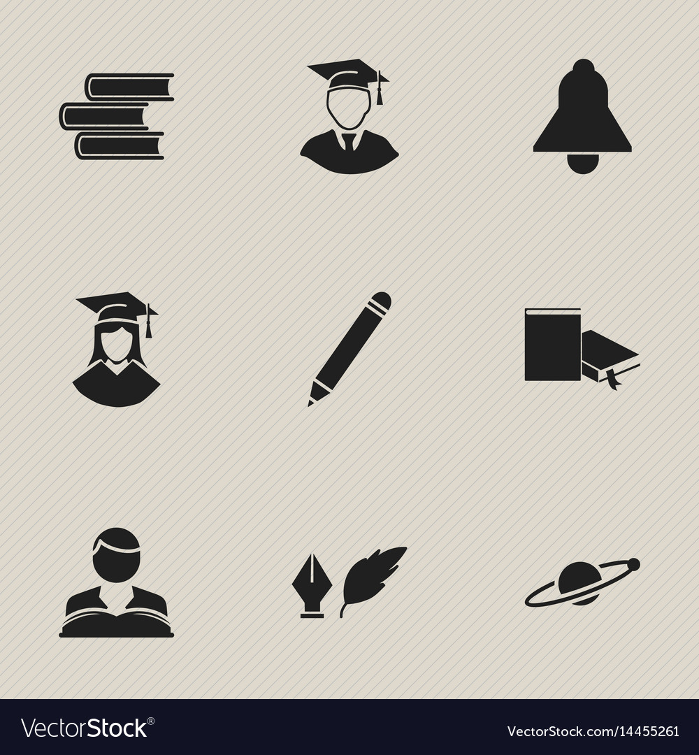 Set of 9 editable university icons includes