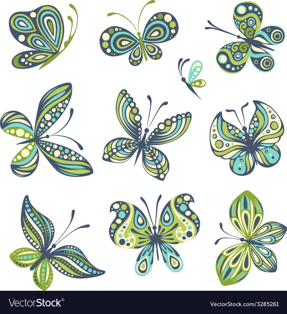 Set of butterflies