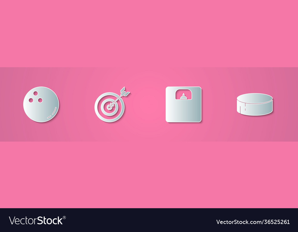 Set paper cut bowling ball target with arrow Vector Image