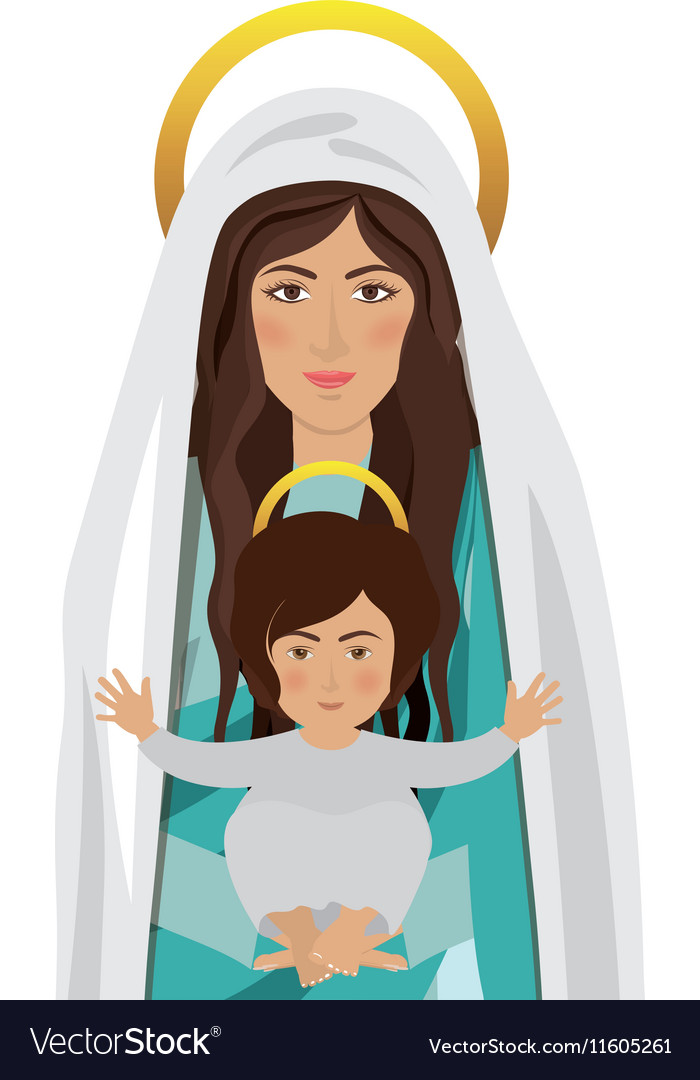 Virgin mary and baby jesus Royalty Free Vector Image