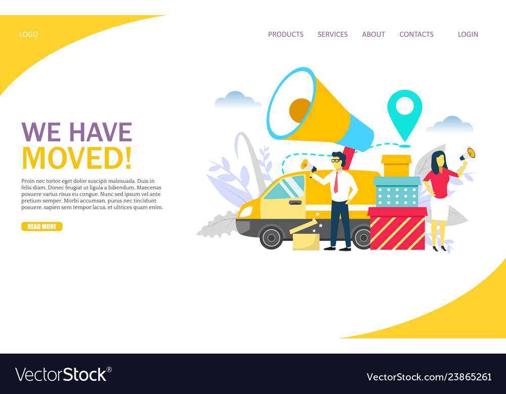 we-have-moved-website-landing-page-design-vector-image