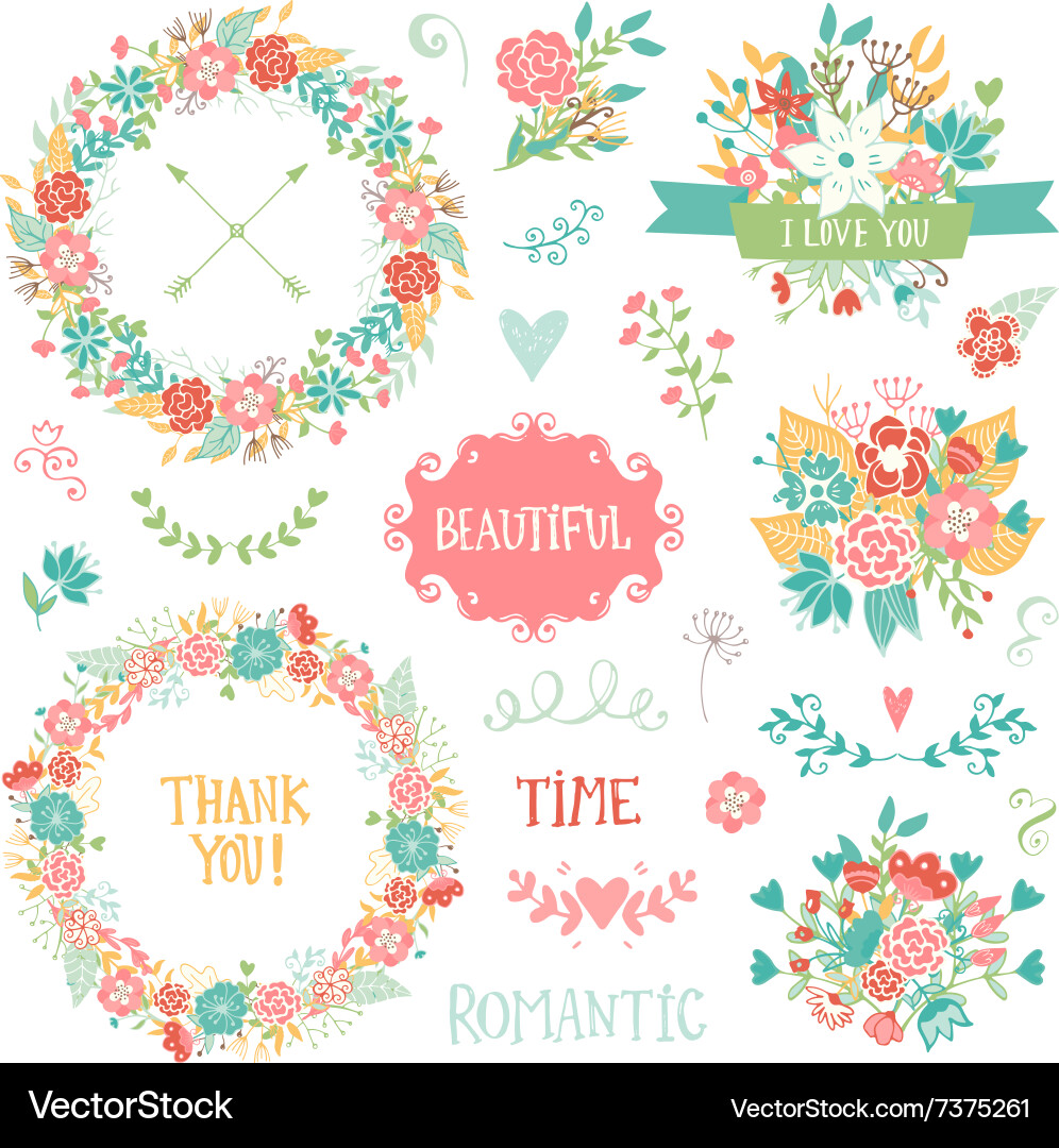 Wedding vintage elements collection Royalty Free Vector
