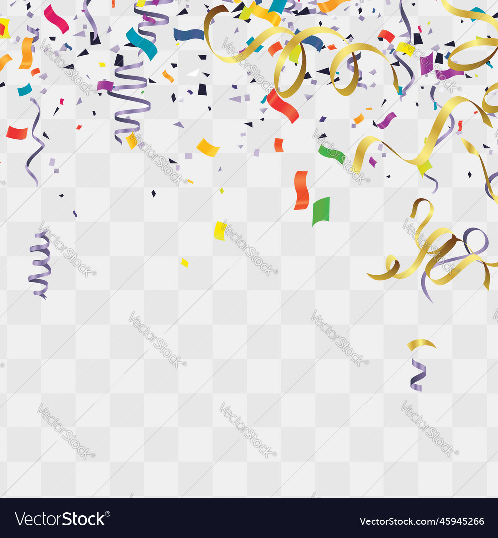 Colorful birthday balloons and confetti on sky Vector Image