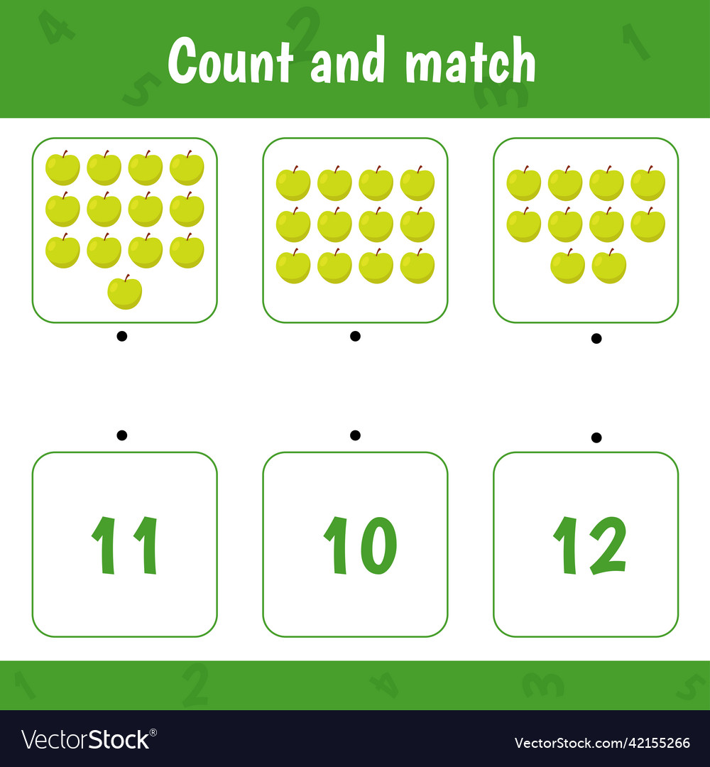 Count and match apple vector image Count and match apple