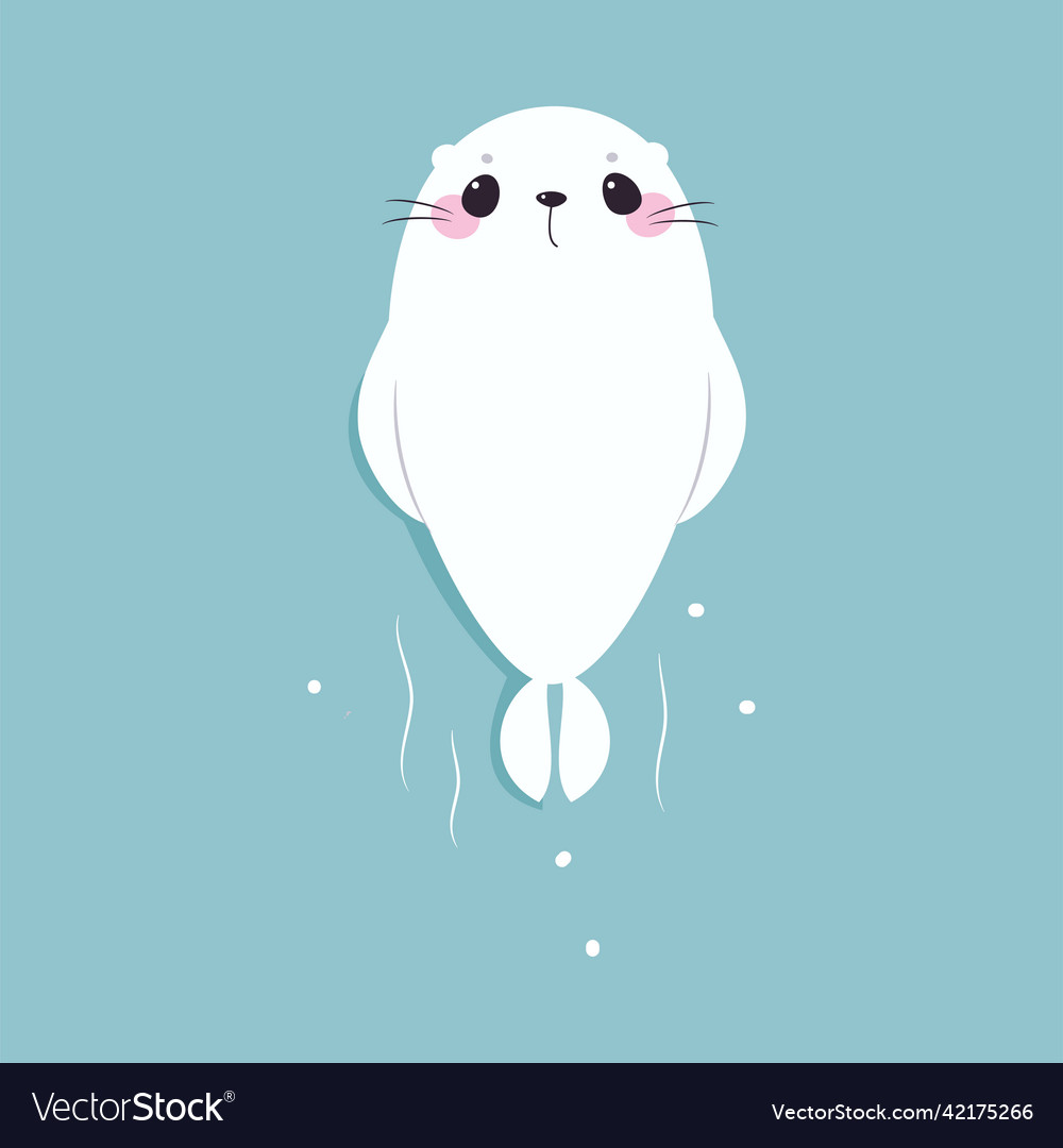 Cute seal with white fur swimming on blue Vector Image