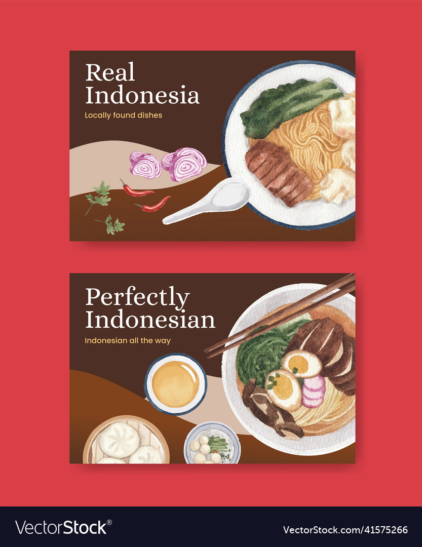 Facebook Template With Indonesian Cruisine Vector Image