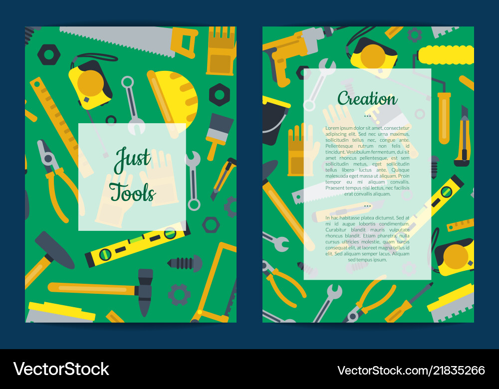Flat construction tools card or flyer Royalty Free Vector