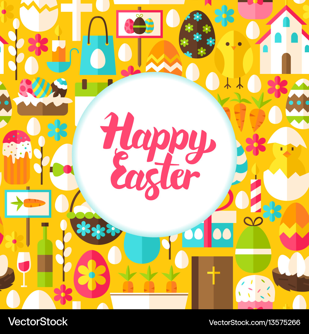 Flat happy easter greeting Royalty Free Vector Image