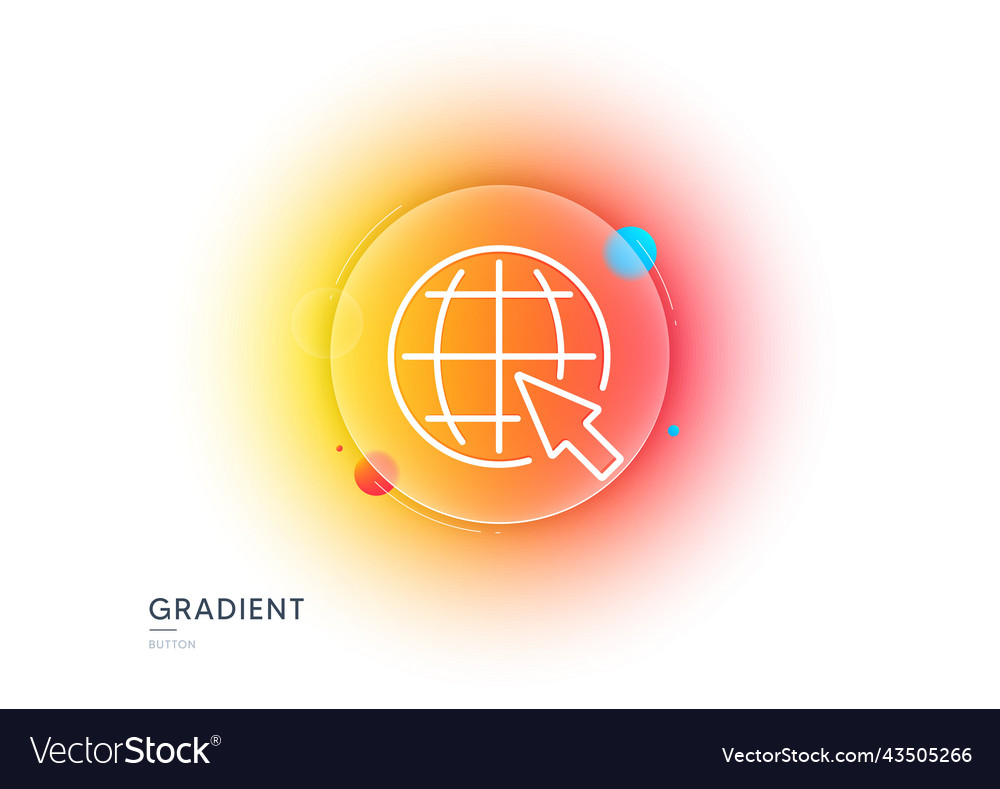 Globe with mouse cursor line icon world sign vector image Globe with mouse cursor line icon world sign