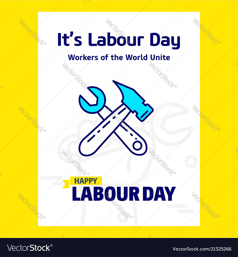 Happy labour day design with blue and yellow