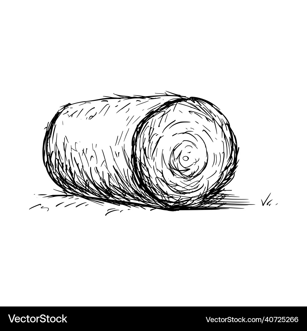 Hay bale farm drawing sketch Royalty Free Vector Image