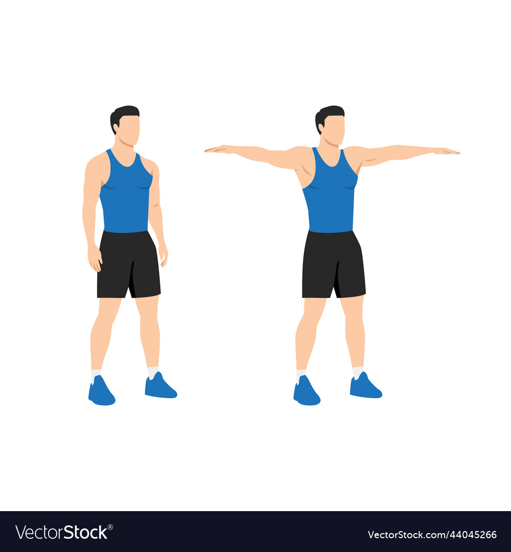 Man doing double arm side or lateral raises Vector Image