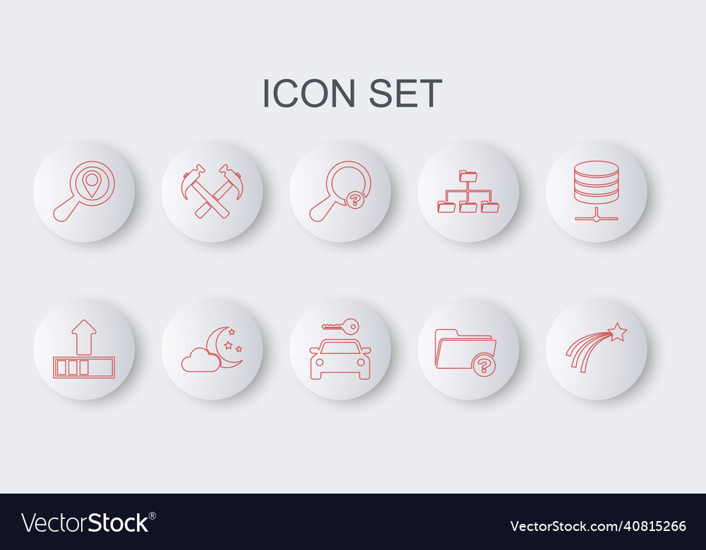 Set line falling star loading unknown search vector image Set line falling star loading unknown search