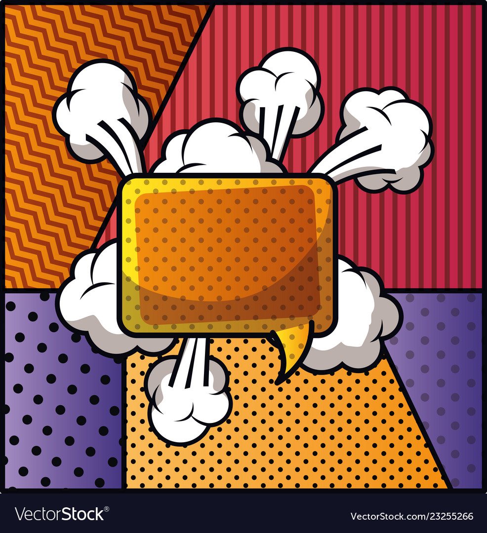 Speech bubble and set patterns pop art style