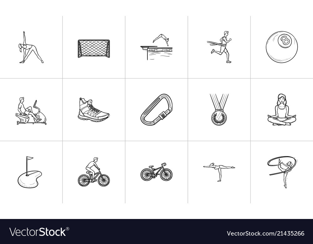 Sporthand gezeichnet Umriss Doodle-Icon-Set