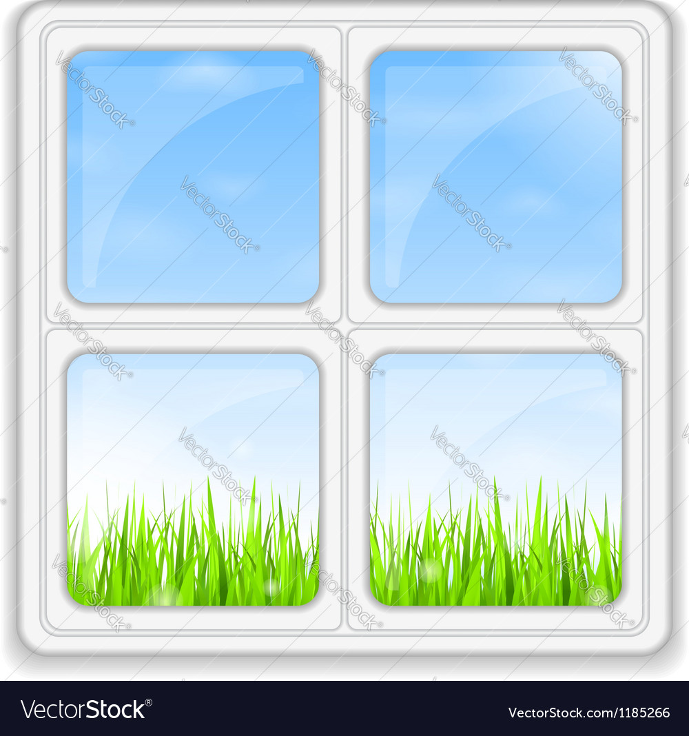 Summer behind window Royalty Free Vector Image