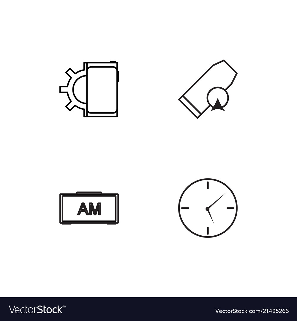 Time linear icons set simple outline