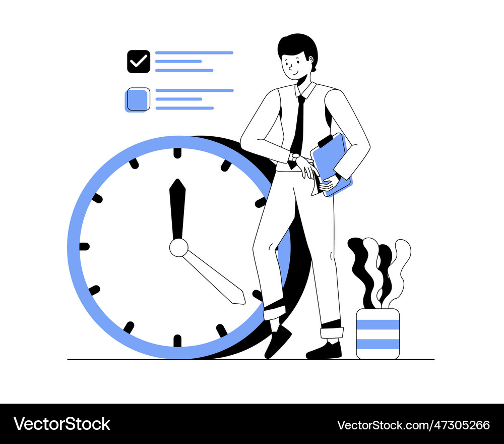 Time management and schedule in line style Vector Image
