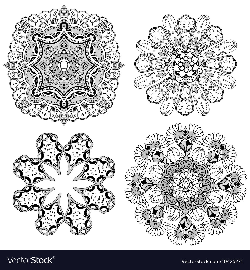 Abstract floral ornamental icon set