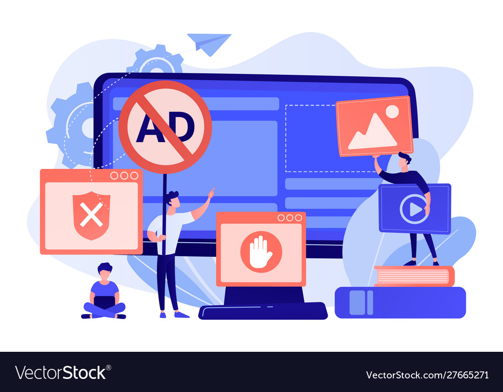 Ad blocking software concept vector image Ad blocking software concept